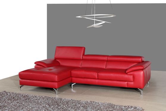 Red leather sectional sofa w/ adjustable headrests