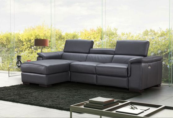 Dark gray premium leather sectional