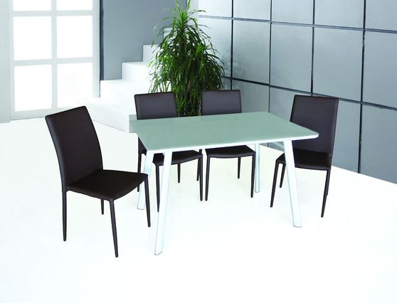 Brown chairs + glass top table 5pcs casual set