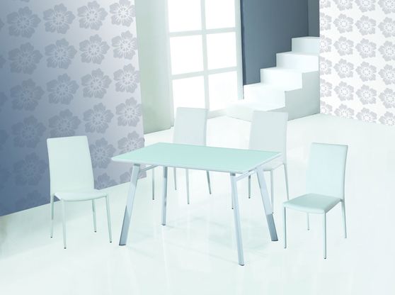 White chairs + glass top table 5pcs casual set
