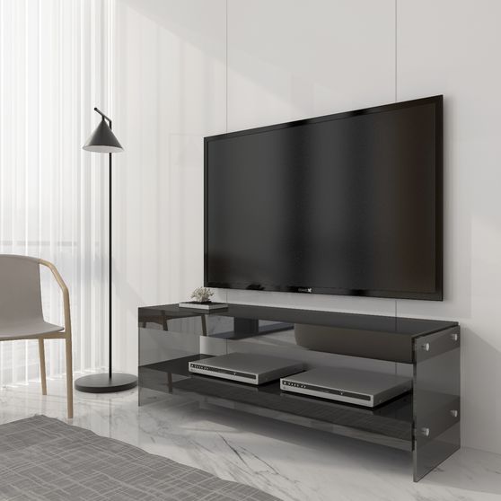 Contemporary gray glass / high gloss tv-unit