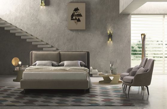 Taupe fabric Italy-made modern platform bed