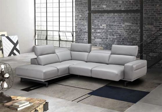 Modern light gray leather sectional