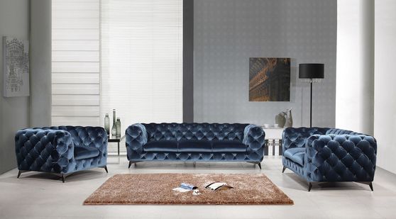 Glam style velour fabric tufted sofa