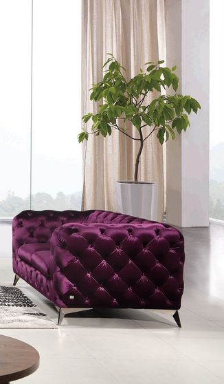 Glam style velour fabric tufted loveseat