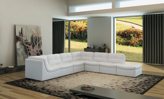 7pcs living room set in white leather