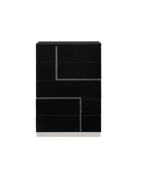 Black lacquer high-gloss finish chest