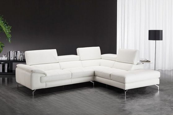 Modern white leather sectional in low profile