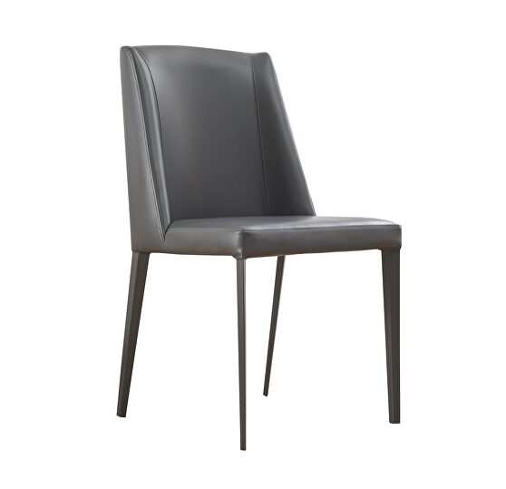 Modern dining chair in gray eco leather