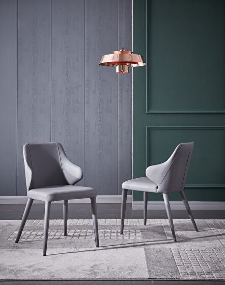 Gray eco leather contemporary dining chair