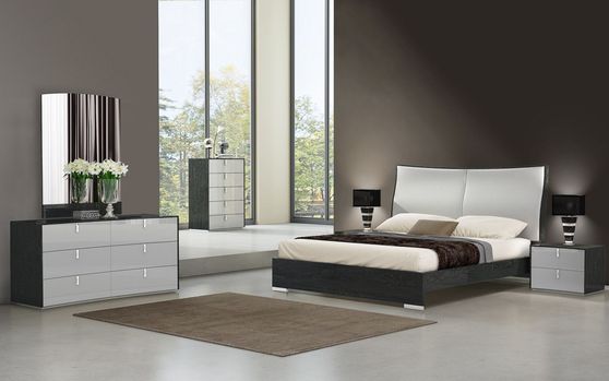 Modern gray/black bedroom 5pcs set