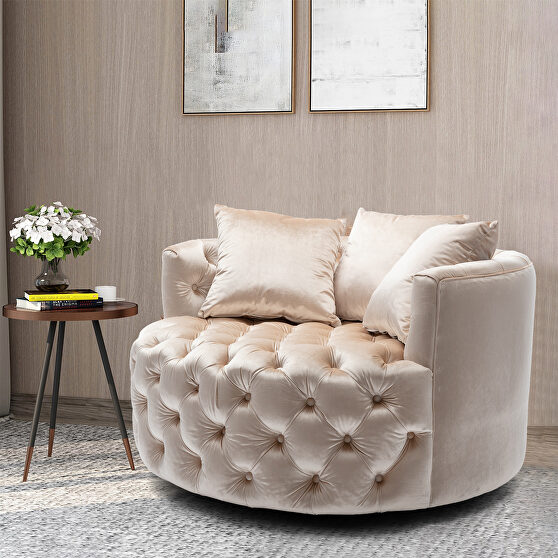 Beige modern akili swivel accent chair barrel chair for hotel living room