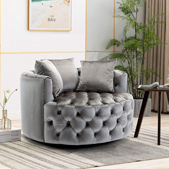 Silver gray modern akili swivel accent chair barrel chair for hotel living room