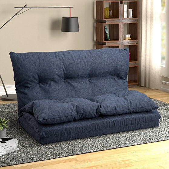 Adjustable navy blue fabric folding chaise lounge sofa floor couch and sofa