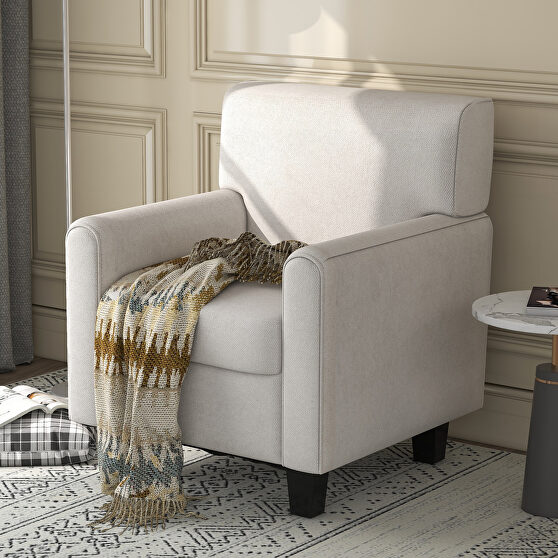 Ustyle beige linen upholstery accent armchair