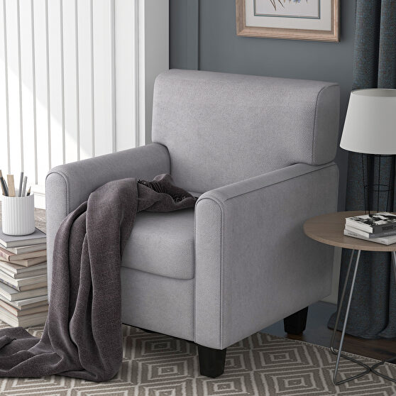 Ustyle gray linen upholstery accent armchair