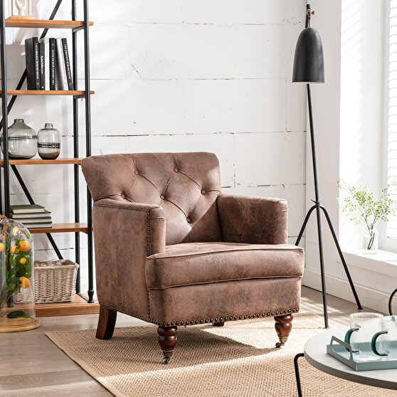 Hengming living leisure upholstered antique brown fabric club chair