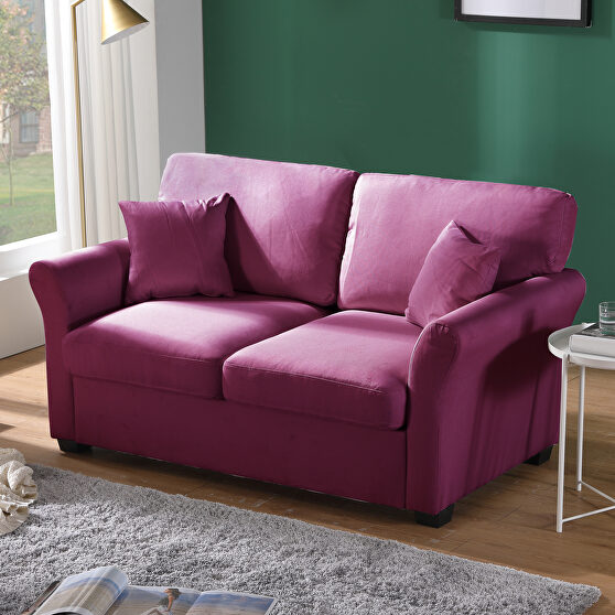 Purple color linen fabric relax lounge loveseat
