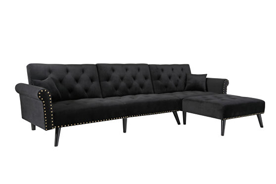Convertible sofa bed sleeper black velvet