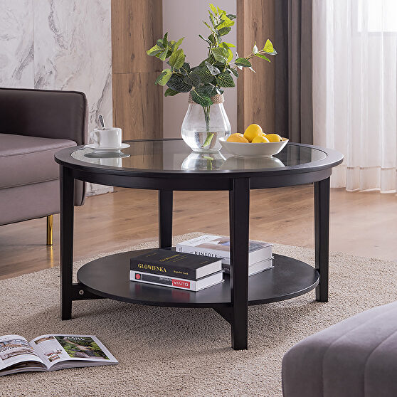 Robust Tempered Glass Living Room Table Sofa Table Stable Decorative,80 * 80 * 42cm FURNITURE-R France Round Clear Glass Coffee Table with Black Iron Frame 