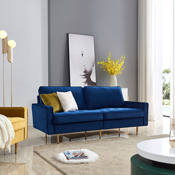Modern blue velvet fabric sofa
