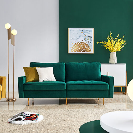 Modern emerald velvet fabric sofa