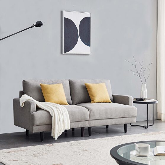 Square armrest gray fabric sofa