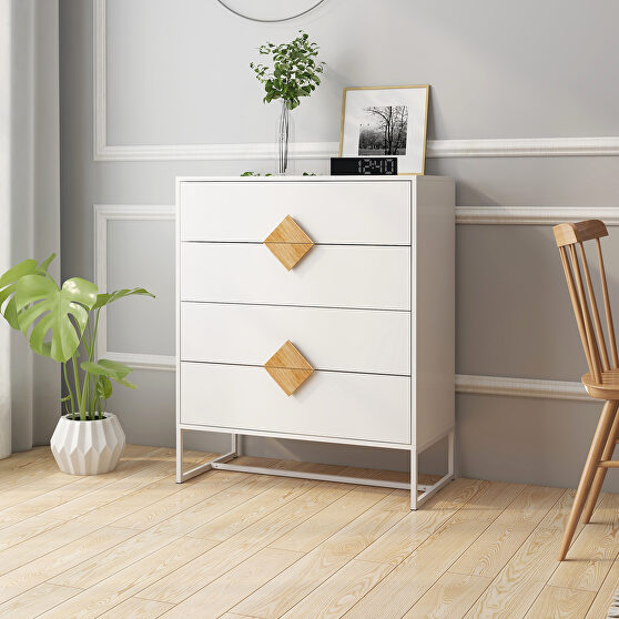 Solid wood special shape square handle design with 4 drawers bedroom furniture dressers