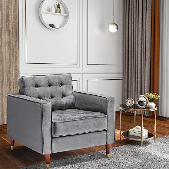 Gray velvet mid-century modern velvet chair