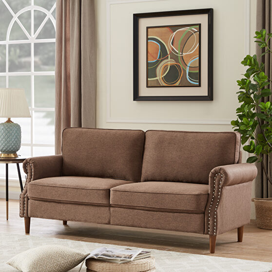 3p-seater brown linen sofa
