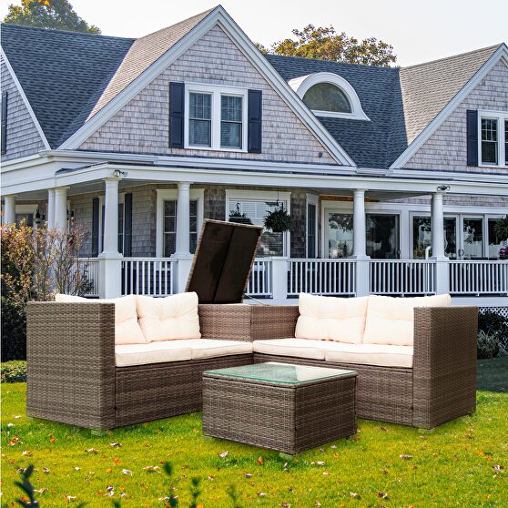 4 piece patio sectional wicker rattan outdoor furniture sofa set