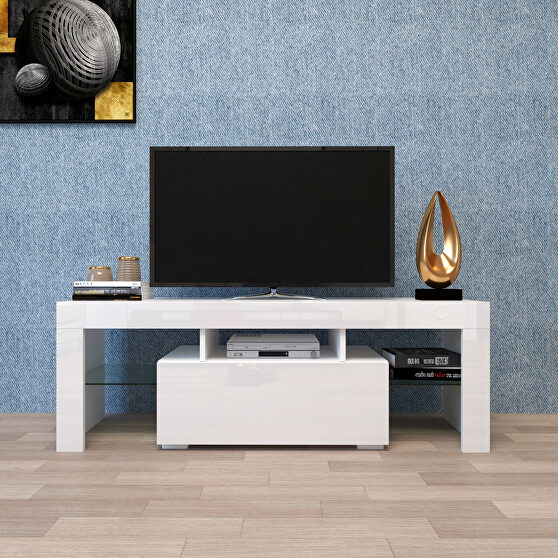 1 Wood TV Stand Storage Console,TV Cabinet TV Unit for Living Room,Bedroom ADD ONE White 