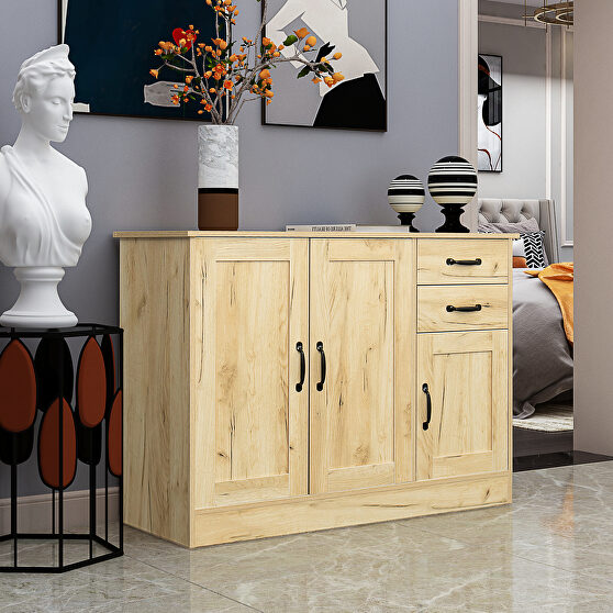 Modern wood buffet sideboard with 2 doors in oak