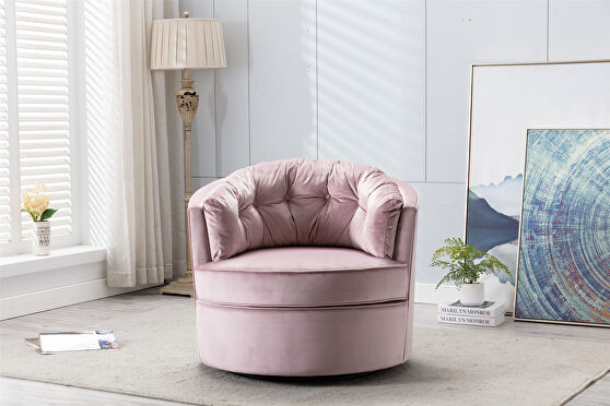 Pink velvet modern leisure swivel accent chair