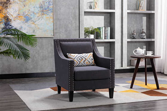 Accent armchair living room chair, charcoal linen