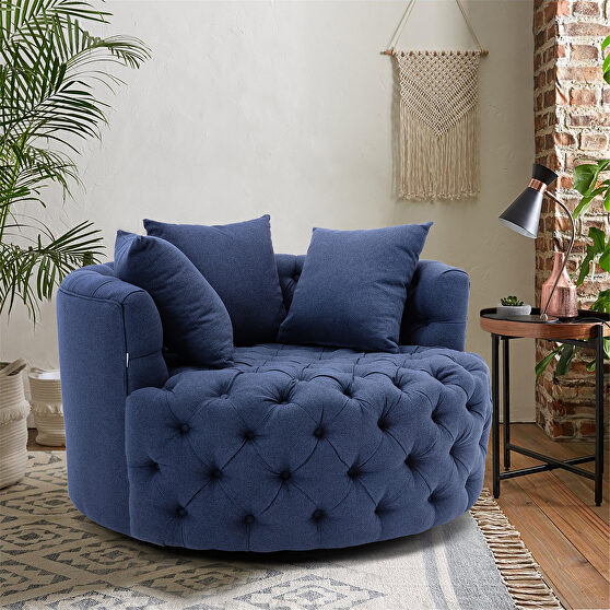 Navy modern swivel accent chair barrel chair for hotel living room