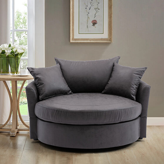 Modern swivel accent barrel chair in gray finish