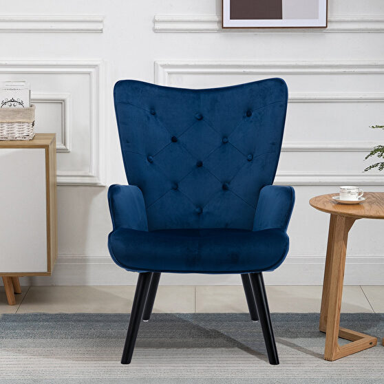 Accent chair living room/bed room, modern leisure navy chair