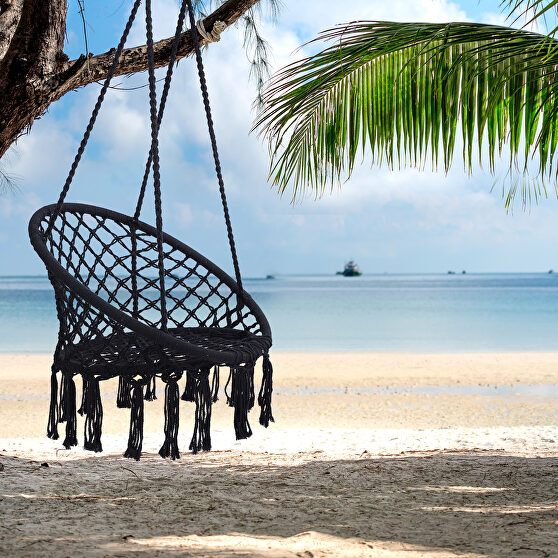 Black swing hammock chair macrame swing for indoor and outdoor