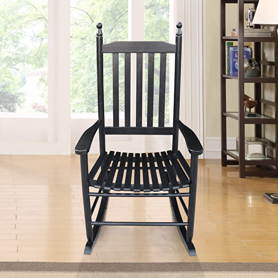 Wooden porch rocker chair black