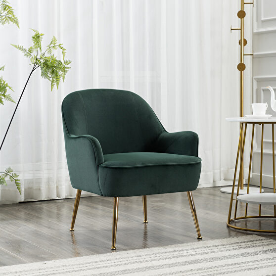 Modern soft velvet material dark green ergonomics accent chair