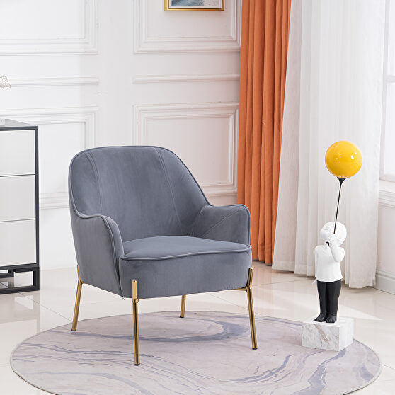 Modern new soft velvet material gray ergonomics accent chair living room