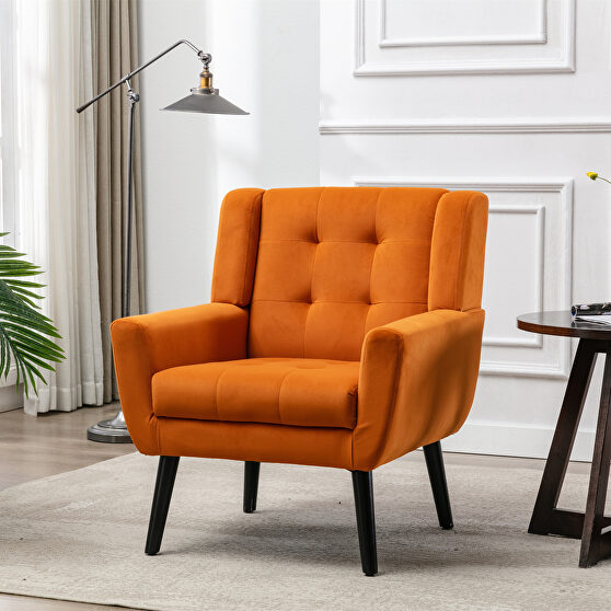 Modern orange soft velvet material ergonomics accent chair
