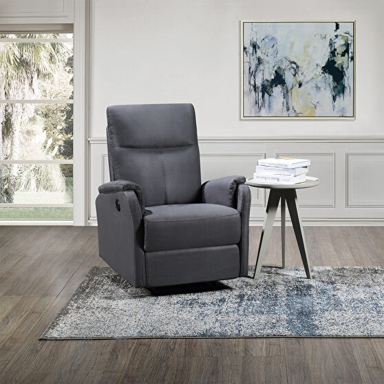 Gray fabric recliner chair with power function