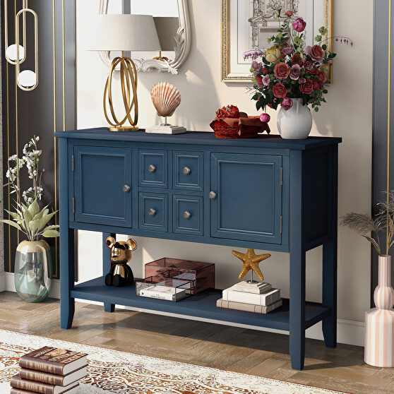Light navy cambridge series buffet sideboard console table with bottom shelf