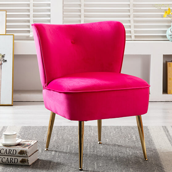 Accent living room side wingback chair fuchsia velvet fabric