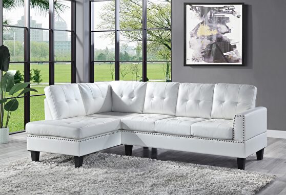 White pu jeimmur sectional sofa