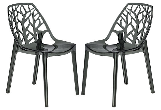 Transparent black plastic dining modern chair/ set of 2