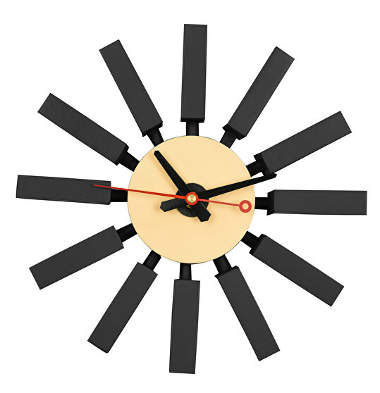 Black finish block silent non-ticking modern design wall clock