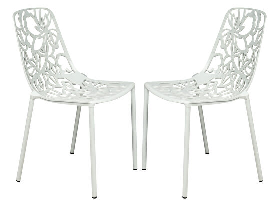 White painted finish aluminum frame dining chair/ set of 2